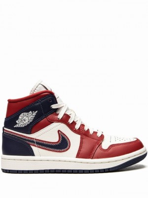 Nike Mid SE USA Women's Air Jordan 1 White / Blue / Red | XCNBHUJ-90