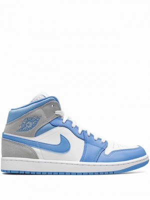 Nike Mid SE University Men's Air Jordan 1 White / Blue | DXJCBFQ-59