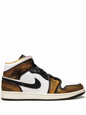 Nike Mid SE Wear-Away Men's Air Jordan 1 White / Brown | GYRQPHM-97