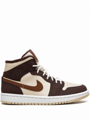 Nike Mid SE Women's Air Jordan 1 White / Brown | ESGWIOD-47