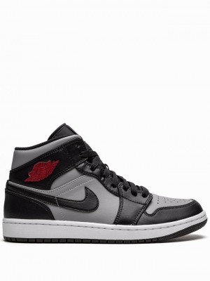 Nike Mid Shadow Men's Air Jordan 1 Black / Grey | PHCZDJV-53