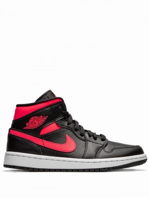 Nike Mid Siren Red Women's Air Jordan 1 Black / Red / White | NIBJTXR-58