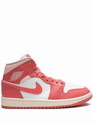 Nike Mid Strawberries And Cream Women's Air Jordan 1 White / Coral / Pink | IUFVCWD-21