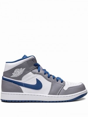 Nike Mid True Women's Air Jordan 1 Blue / Grey / White | UPQJRAY-93