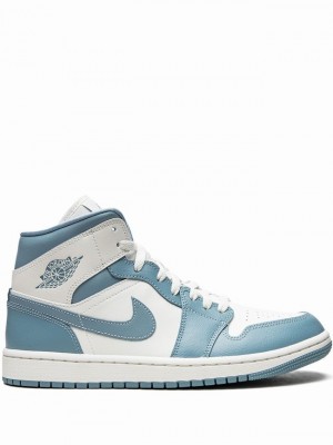 Nike Mid UNC Women's Air Jordan 1 White / Blue | EOFIJCH-61