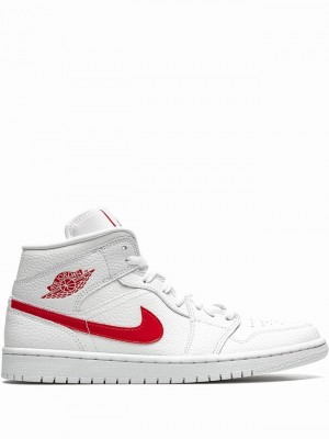 Nike Mid University Red Women's Air Jordan 1 White | VJUQGWF-25