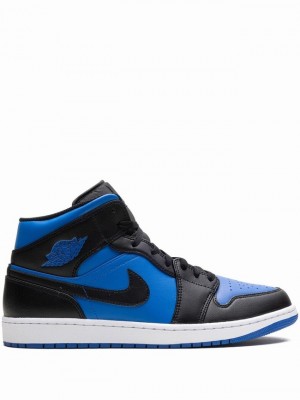 Nike Mid Varsity Royal Men's Air Jordan 1 Black / Blue | HWUARKG-70