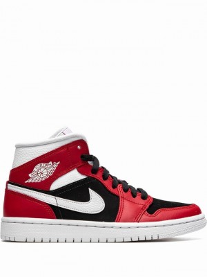 Nike Mid Women's Air Jordan 1 Red / Black / White | MBZPUSV-98