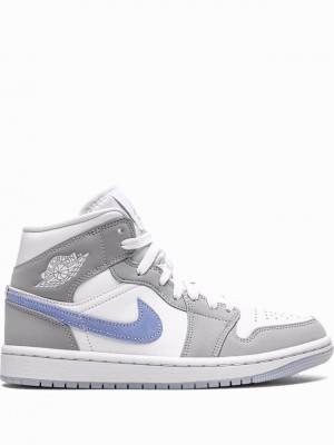 Nike Mid Women's Air Jordan 1 White / Grey | RHGASNV-50