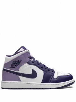 Nike Midberry Men's Air Jordan 1 Purple / White | QLKEYGP-68