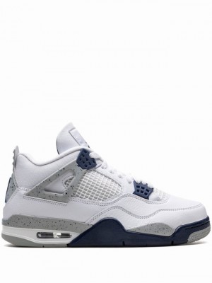 Nike Midnight Navy Women's Air Jordan 4 Grey / White / Navy / Blue | GWHAFTD-94