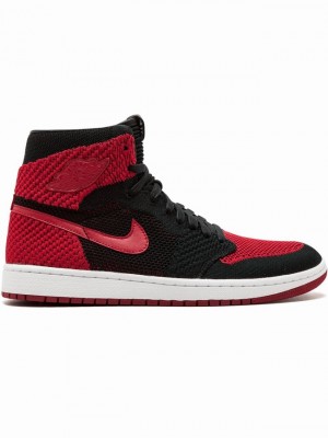 Nike Retro HI Flyknit Men's Air Jordan 1 Black / Red | NWPYDXS-92