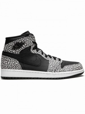 Nike Retro High Elephant Print Men's Air Jordan 1 Black / Grey | KZVCFBY-36