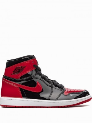 Nike Retro High OG Bred Patent Men's Air Jordan 1 Black / Red | YMZOWHT-52