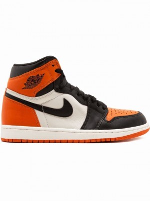 Nike Retro High OG High Top Men's Air Jordan 1 Black / White / Orange | GWNYUOP-03