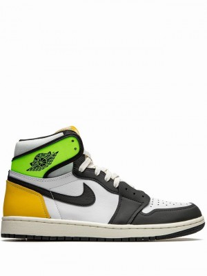 Nike Retro High Volt Men's Air Jordan 1 White / Black | VSYXOHF-36