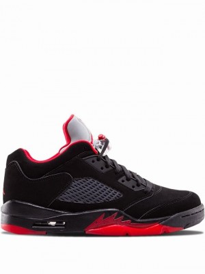 Nike Retro Low Men's Air Jordan 5 Black / Red | ZFQKTCL-24