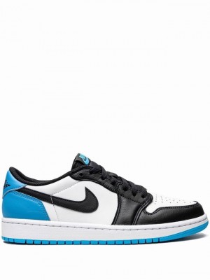 Nike Retro Low OG Women's Air Jordan 1 Black / White / Blue | WVPANTS-43