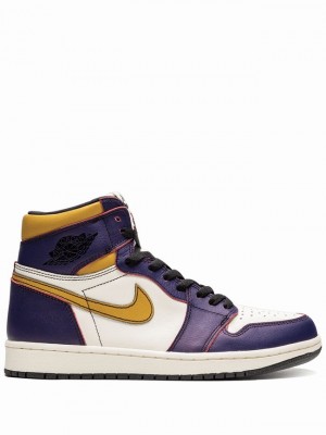 Nike Retro Men's Air Jordan 1 White / Purple | IRJXYHF-16