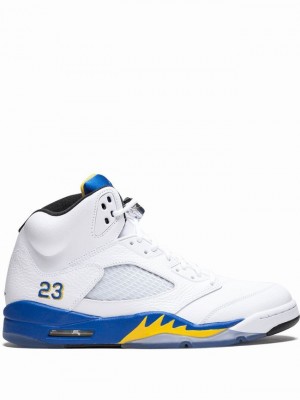 Nike Retro Men's Air Jordan 5 White / Blue | YOHEZRQ-09