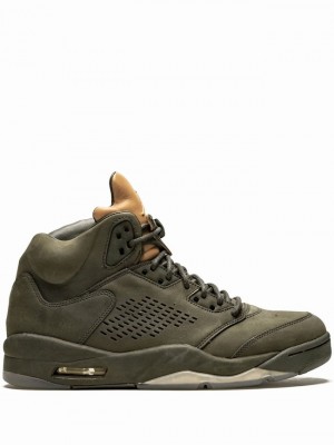 Nike Retro Prem take flight Women's Air Jordan 5 Olive | BMSYTNO-26