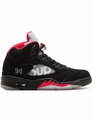 Nike Retro Supreme Men's Air Jordan 5 Black | QMOWHSB-59