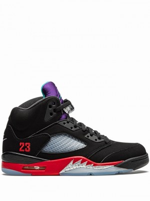 Nike Retro Top 3 Men's Air Jordan 5 Black / Red | KSXQHOZ-03