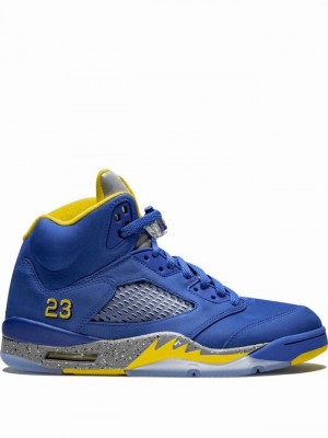 Nike Retro Women's Air Jordan 5 Blue / Yellow | XRIUYVP-23