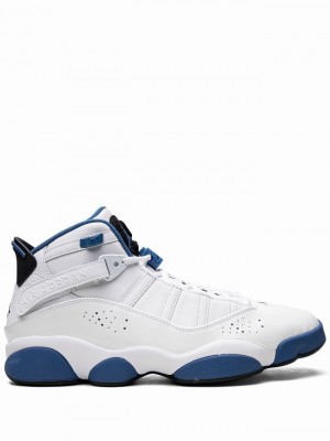 Nike Rings Men's Air Jordan 6 White / Blue | YQNXPFZ-12