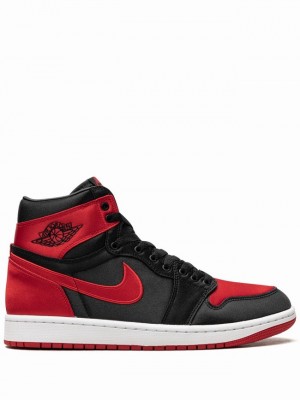 Nike Satin Bred High Top Women's Air Jordan 1 Red / Black | ENWCGMV-30