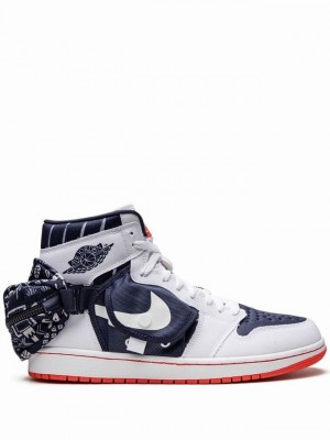 Nike Utilty Quai 54 Men's Air Jordan 1 White / Blue | OESCAKJ-57