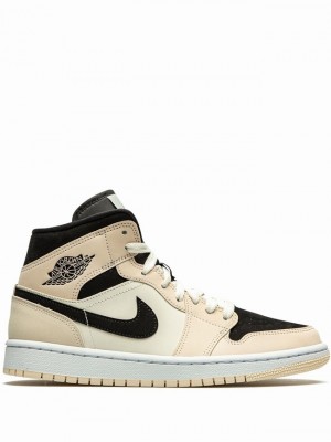 Nike Wmns Mid Women's Air Jordan 1 Beige / Black | FBRSZUD-29