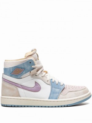 Nike Zoom Air CMFT Women's Air Jordan 1 Grey / Blue / Purple | BSVXHDQ-52