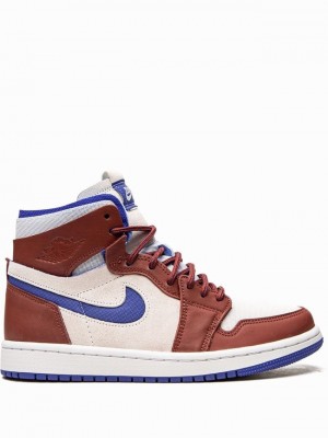 Nike Zoom CMFT Redstone Women's Air Jordan 1 Cream / Red / Blue | VBEKFDI-95