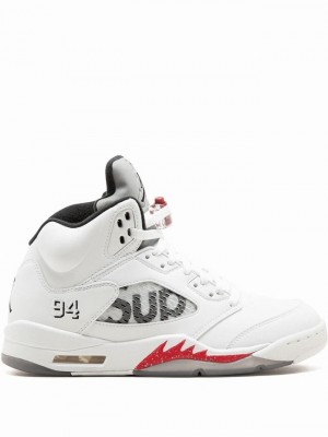 Nike x Supreme Retro Men's Air Jordan 5 White | OXTSVRI-68