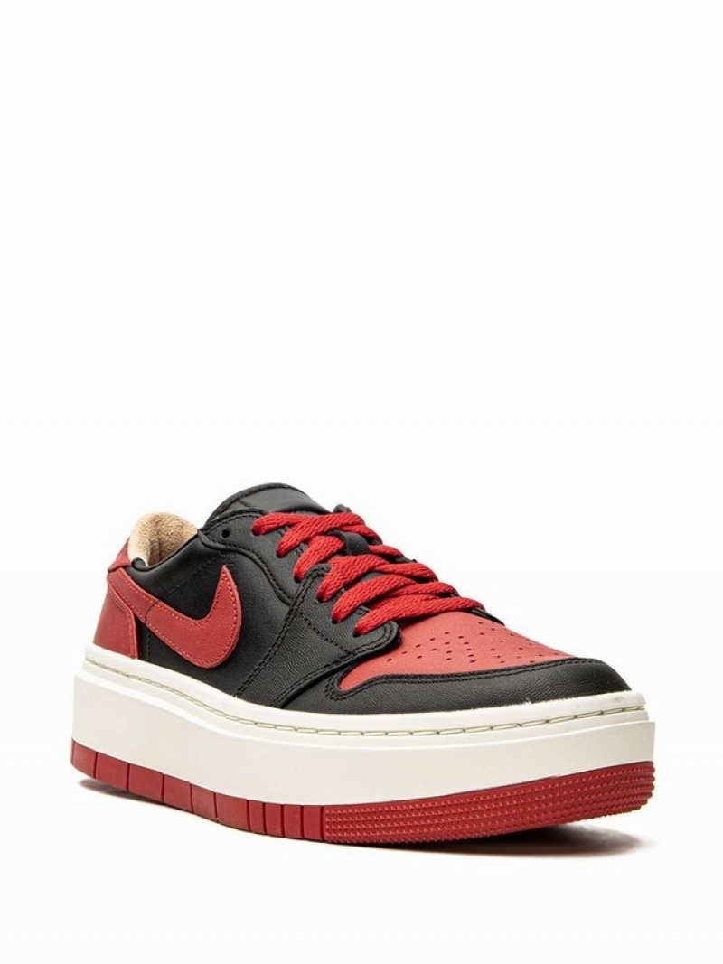 Nike Elevate Low Bred Women's Air Jordan 1 Black / Red / White | YTHCUED-50