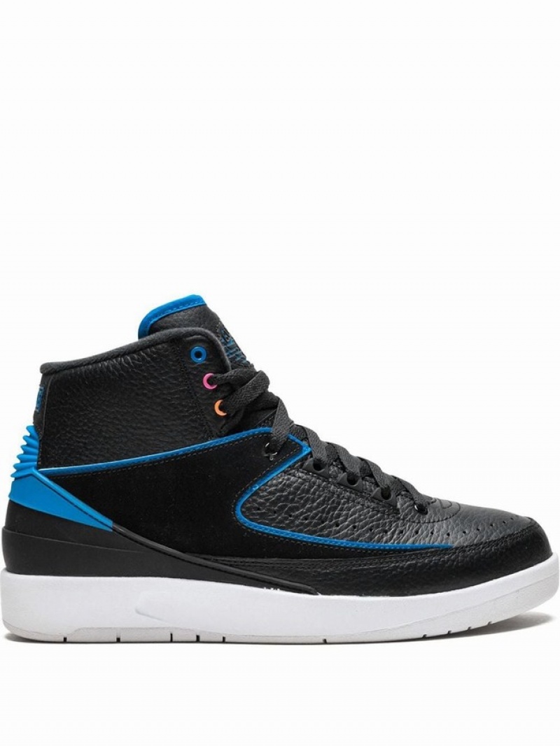 Nike Genuine Leather Men\'s Air Jordan 2 Black | PWZUYHS-73