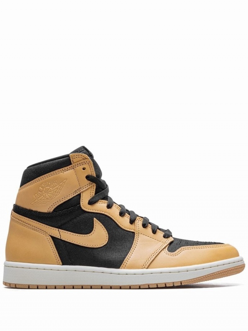 Nike Heirloom Men\'s Air Jordan 1 Orange / Black | GQMKTJX-61