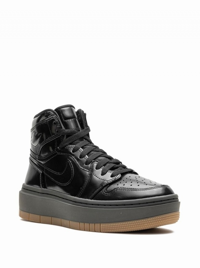 Nike High Elevate Black/Gum Women's Air Jordan 1 Black | HCZRTFL-38