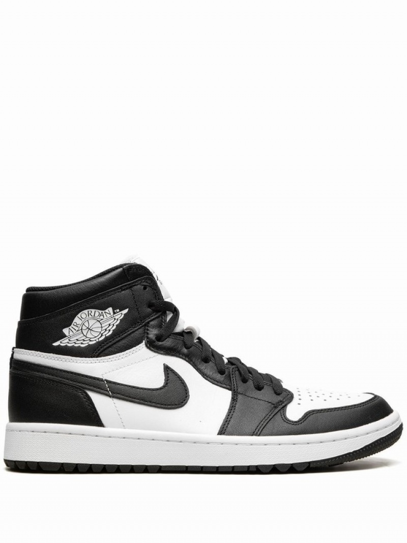 Nike High Golf Men\'s Air Jordan 1 White / Black | KBUDZOQ-51