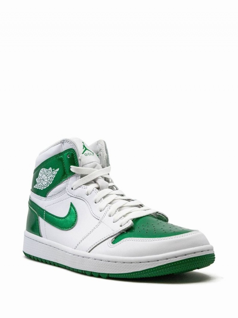 Nike High Golf Metallic Men's Air Jordan 1 White / Green | PZQJRYD-86