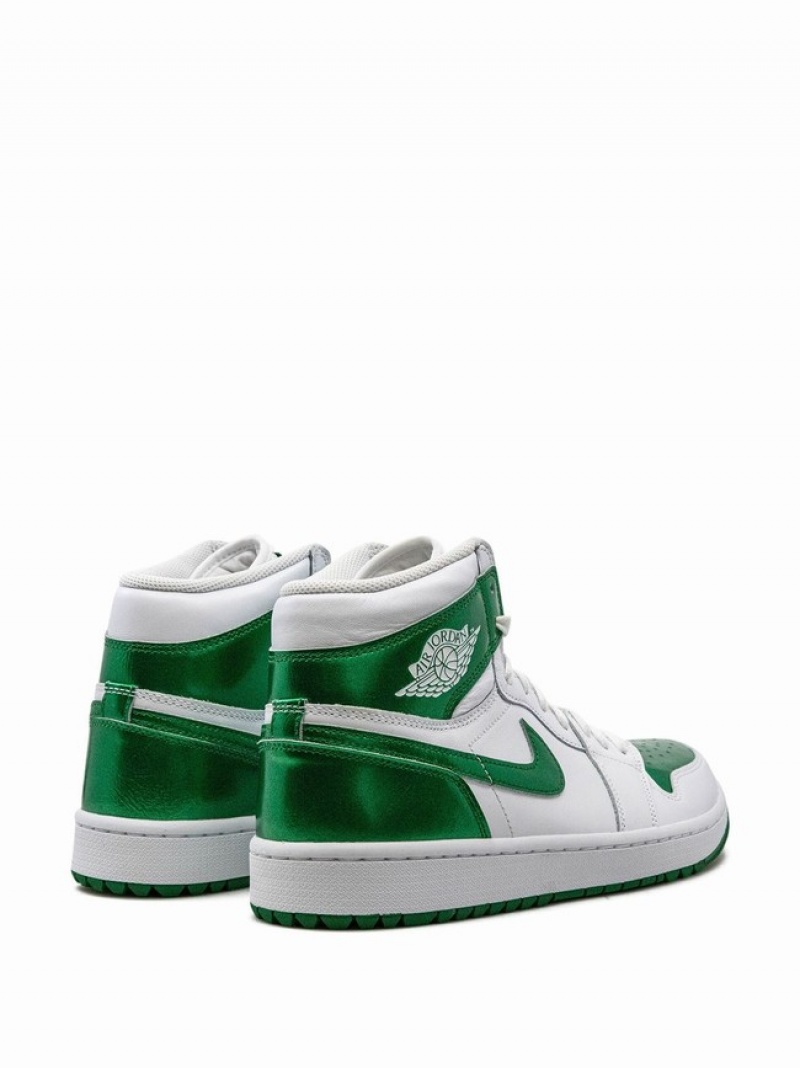 Nike High Golf Metallic Men's Air Jordan 1 White / Green | PZQJRYD-86