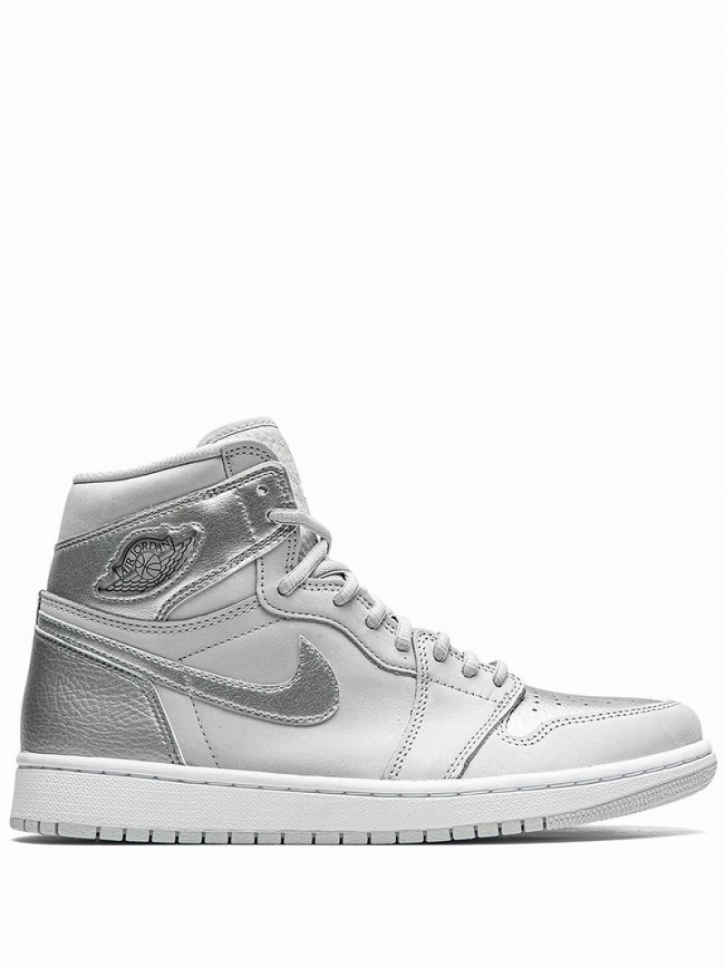 Nike High OG Women\'s Air Jordan 1 Silver / White | AVNQWPB-69