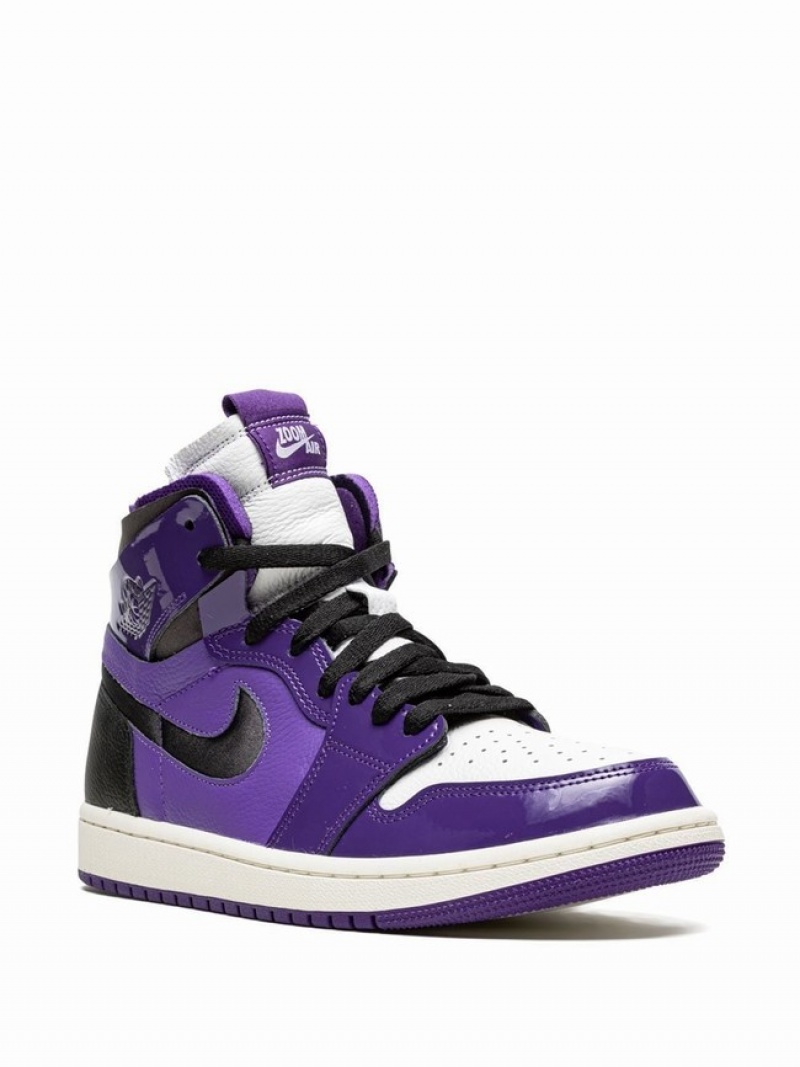 Nike High Zoom CMFT Purple Patent Women's Air Jordan 1 Black / Purple / White | JKYHWFZ-35