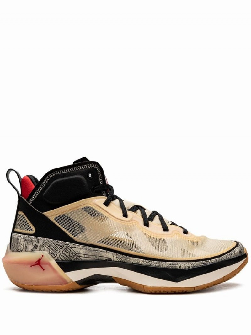 Nike Jayson Tatum Men\'s Air Jordan 37 Beige / Black | FKMXDNS-78