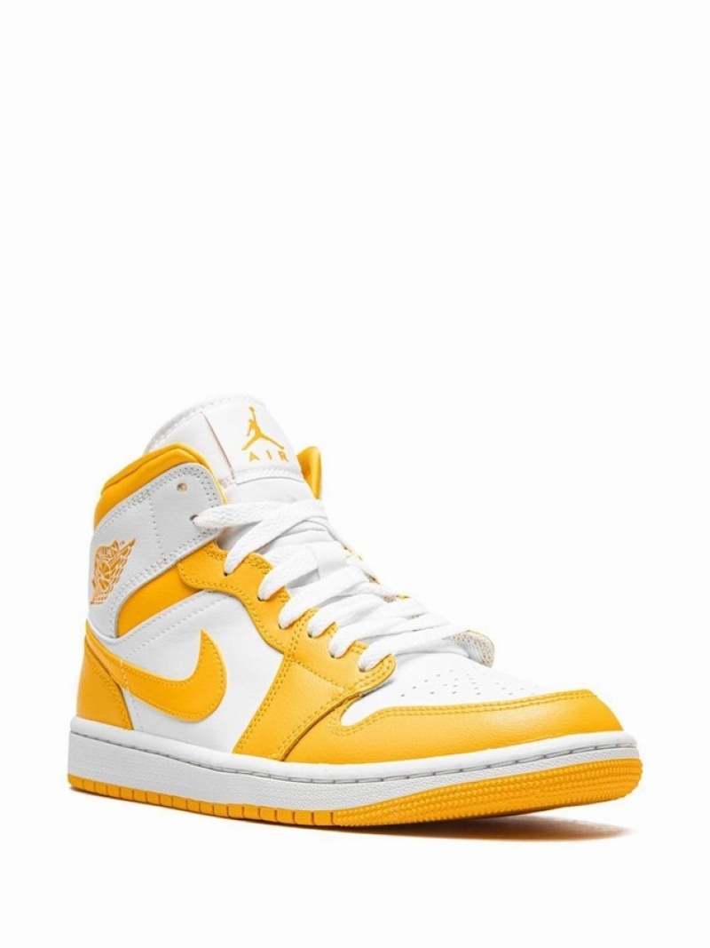 Nike Jordan 1 Mid White/University Gold Women's Air Jordan 1 White / Gold | VJWFHQA-21