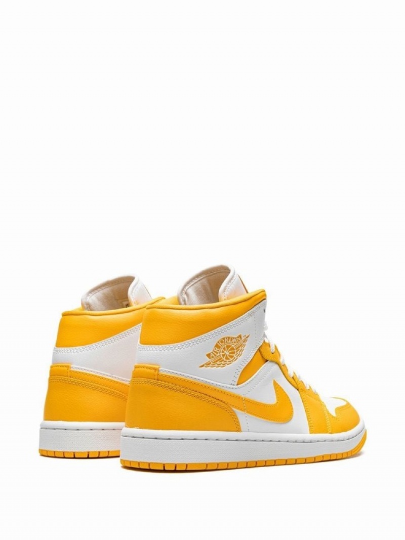 Nike Jordan 1 Mid White/University Gold Women's Air Jordan 1 White / Gold | VJWFHQA-21