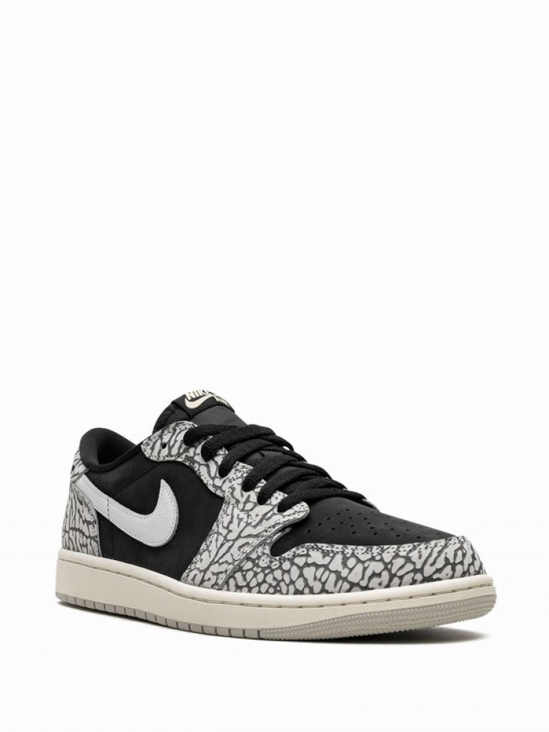 Nike Low Elephant Print Women's Air Jordan 1 Black / White | CVDQLNF-24