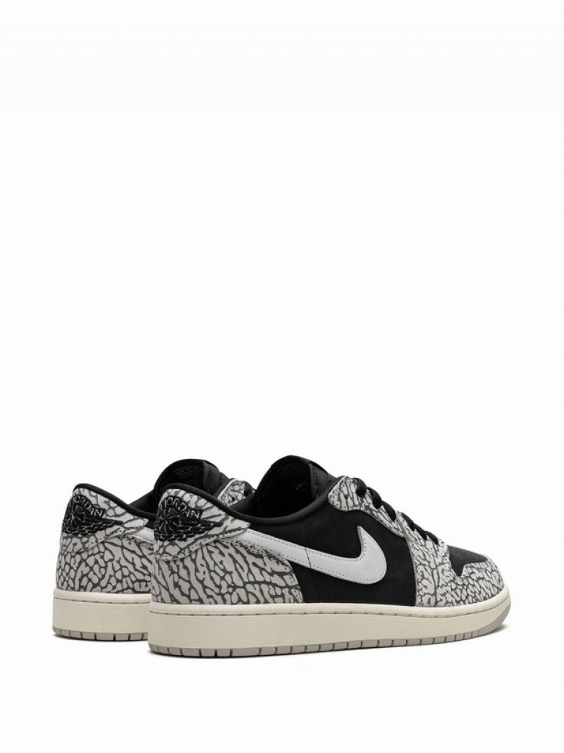 Nike Low Elephant Print Women's Air Jordan 1 Black / White | CVDQLNF-24