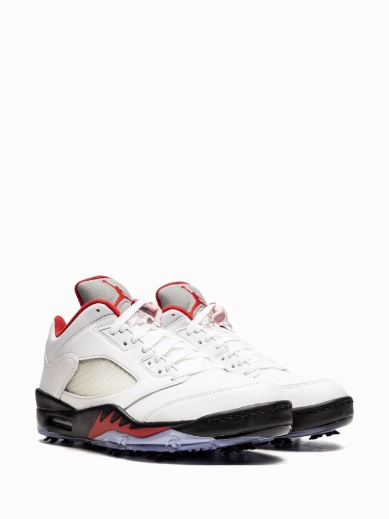 Nike Low Golf Fire - Silver Tongue Men's Air Jordan 5 White | TIFWRLQ-36